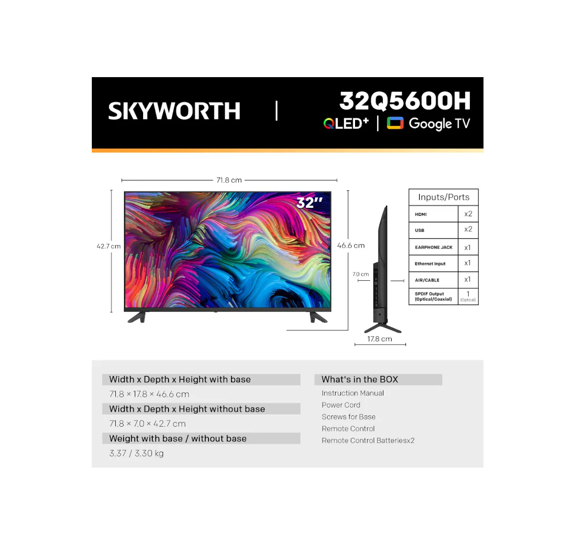 SKYWORTH 32Q5600H-32" 2K QLED TV+ (Google TV) 60Hz - Image 8